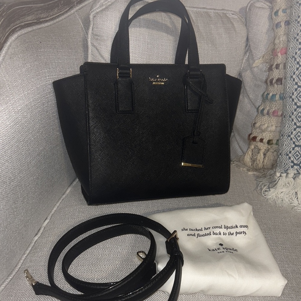 Kate Spade Handbag Black Saffiano Leather Satchel Handbag